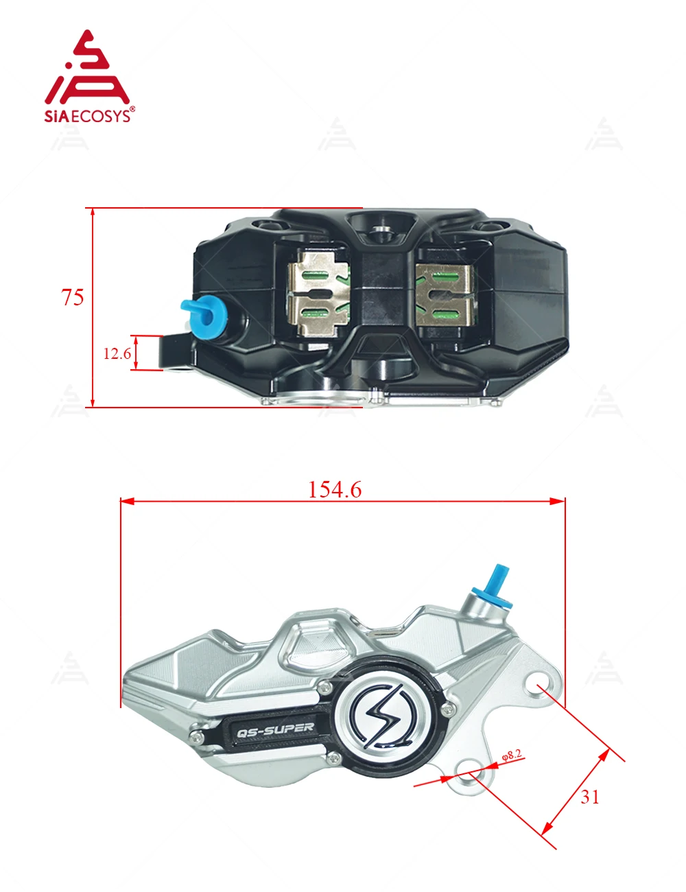 Forged Front Brake Caliper 4 Piston - Zestaw 4-tłoczkowych kutej aluminiowej zacisków hamulcowych